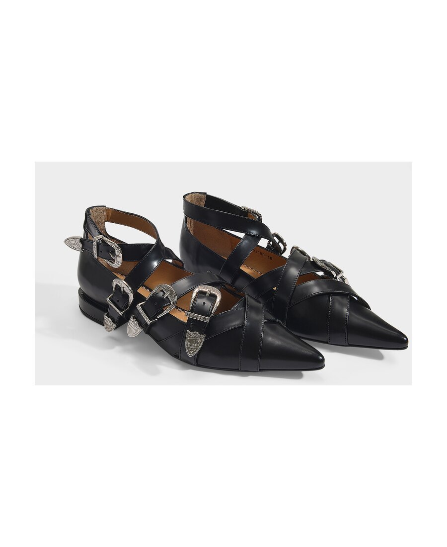 Toga Cross Strap Flat In Black