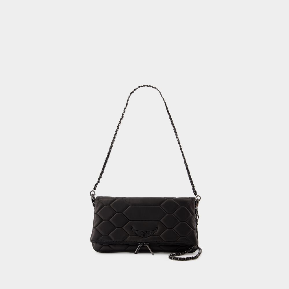 Zadig & Voltaire Rock Mat Scale Clutch Bag In Black