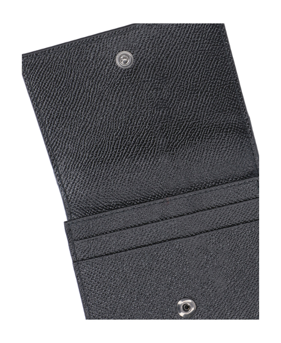 Dolce & Gabbana Black Textured Calf Leather Bi-fold Wallet In Black