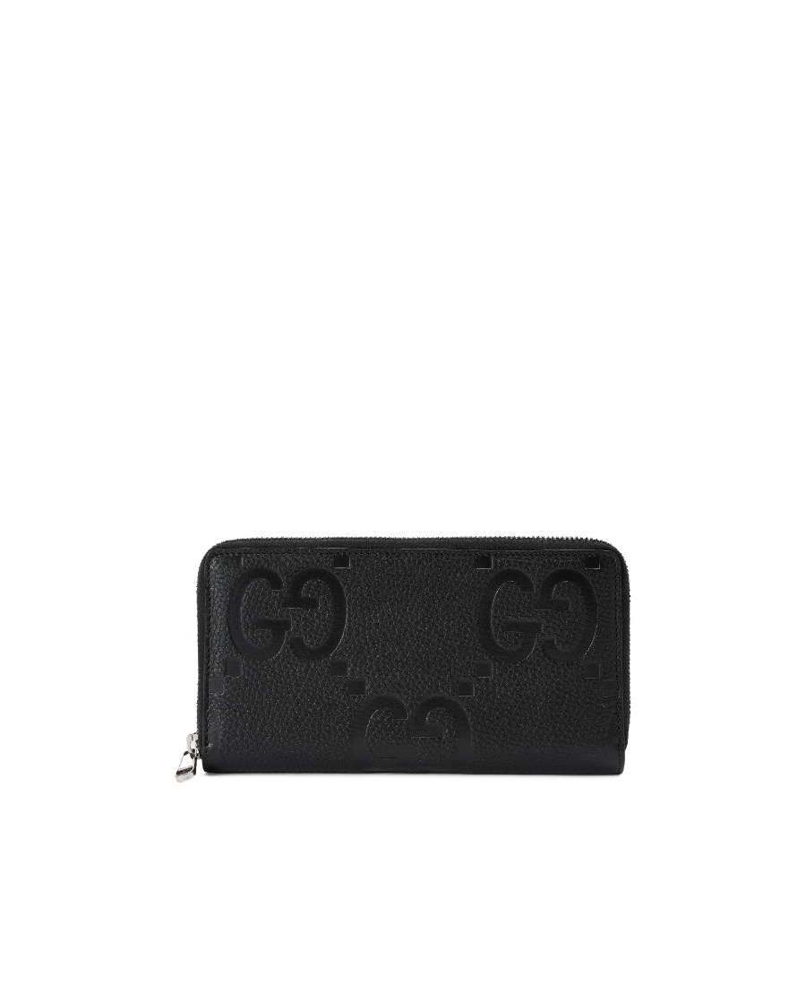 Gucci Jumbo Gg Zip Around Wallet In Black