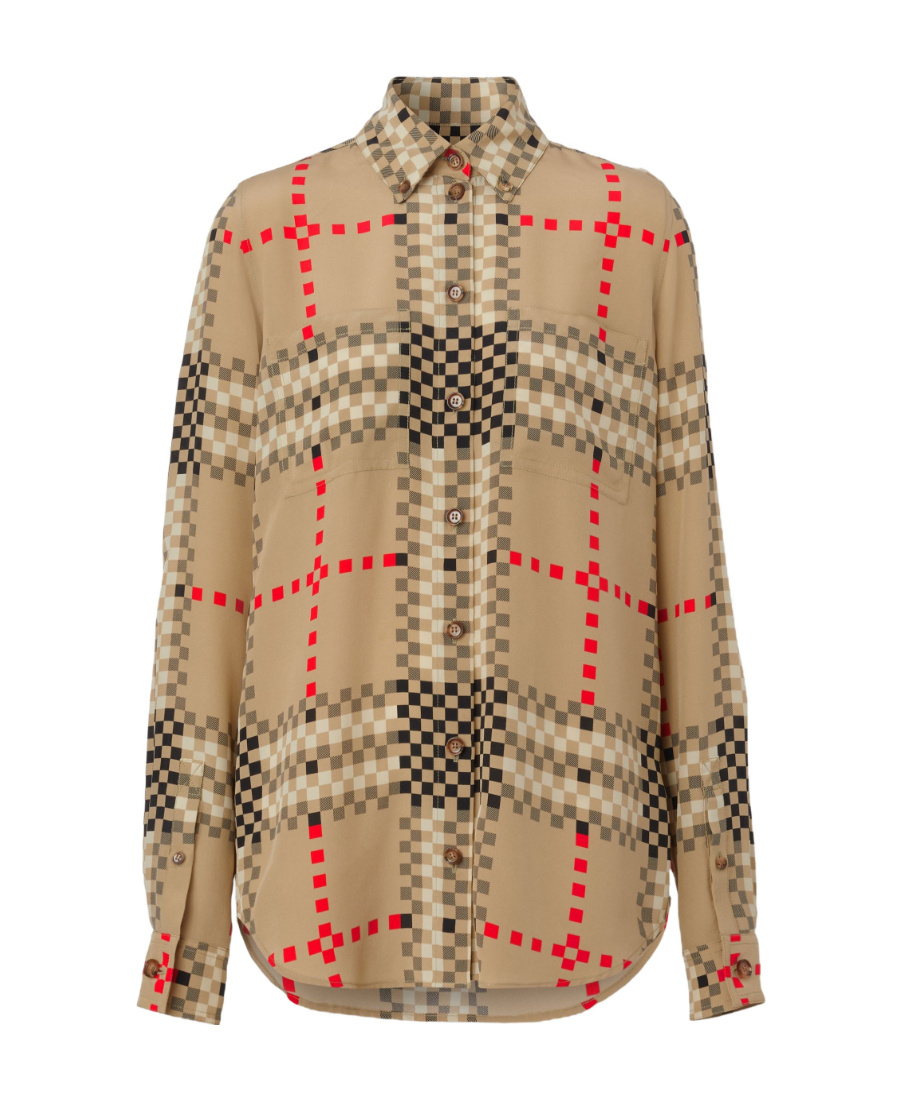 Burberry Pixel Check-print Silk Shirt