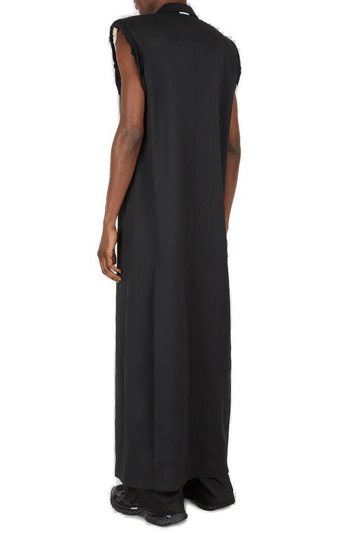 Vetements Back Slit Tailored Wool Coat In Black