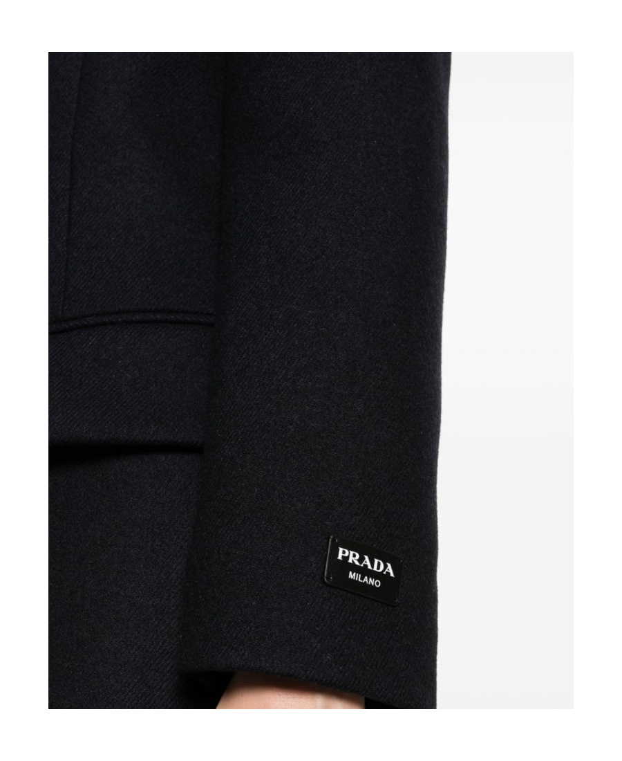 Prada Double-breasted Wool Coat In Blue