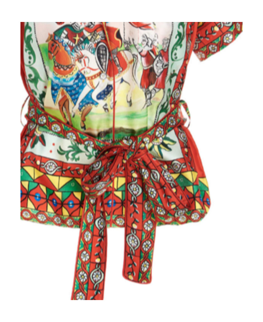 Dolce & Gabbana Graphic-print Belted Shirt In Multicolor