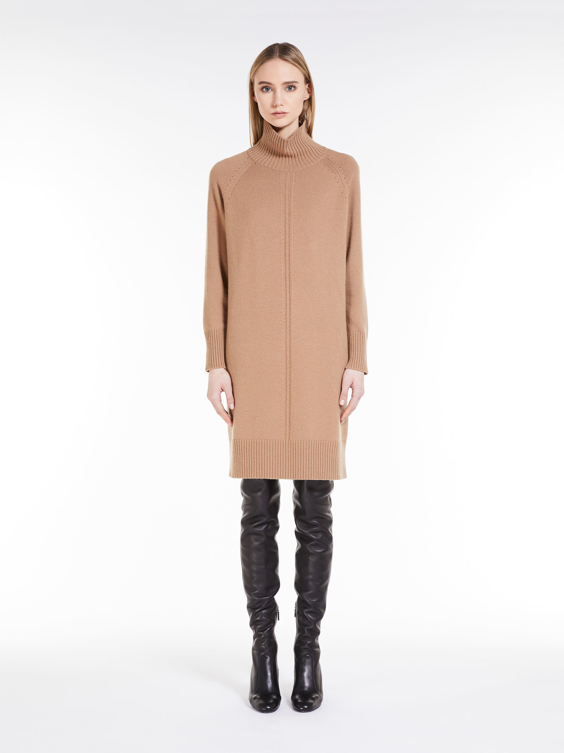MAX MARA WOOL CASHMERE HIGH-NECK DRESS