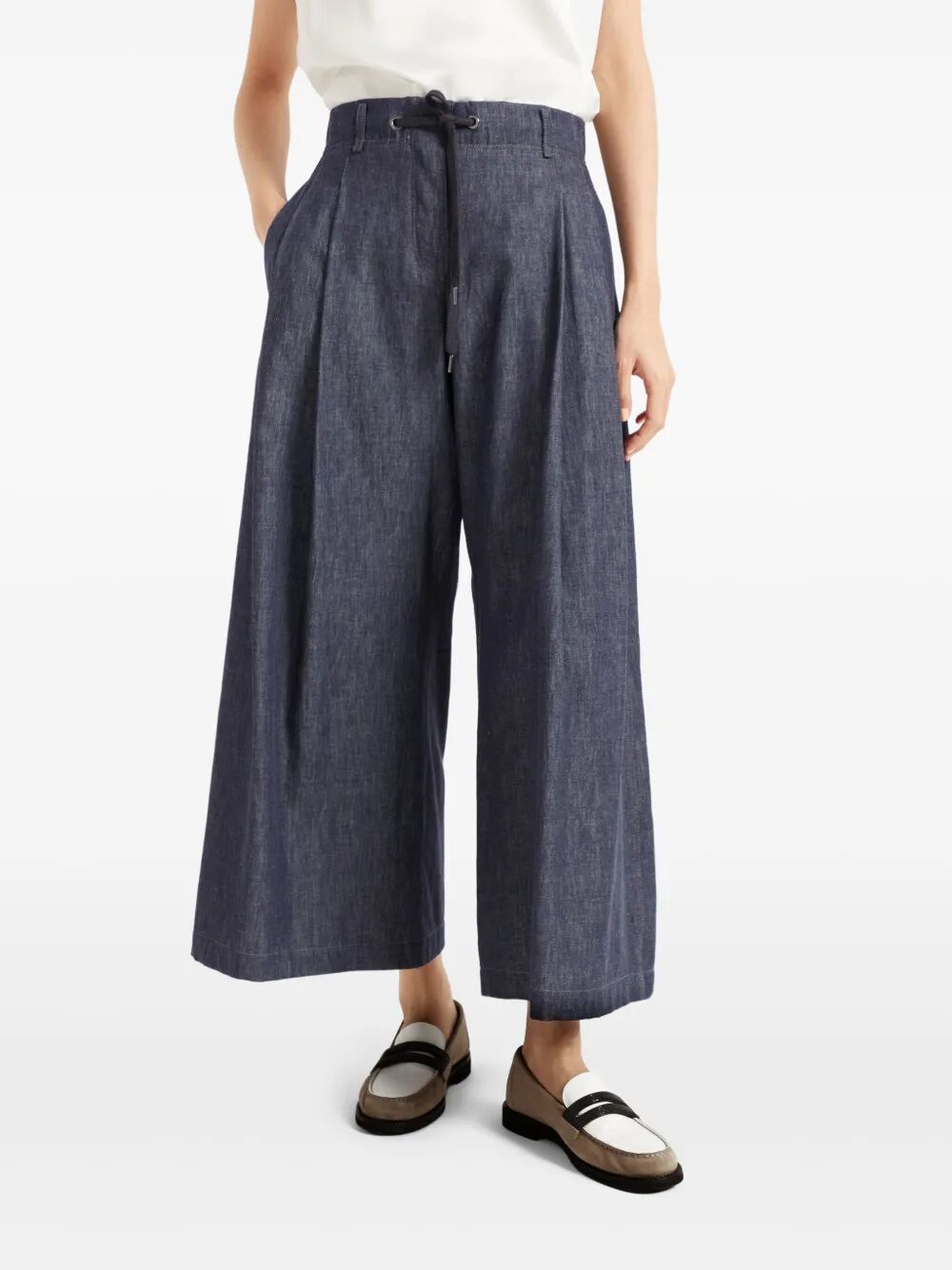 Shop Brunello Cucinelli Wide-leg Jeans In Indigo