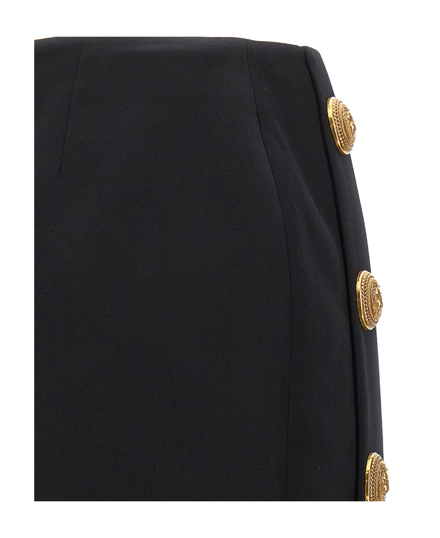 Balmain Lion Embossed-button Miniskirt In Black