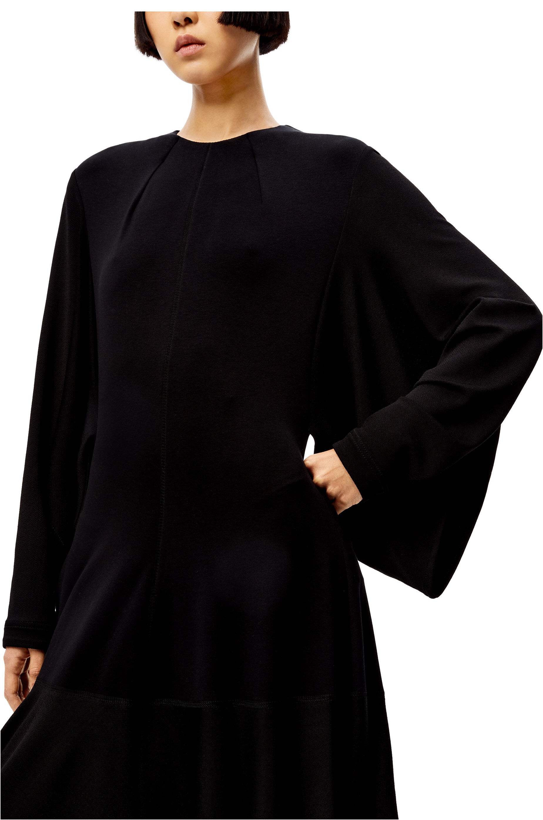 Loewe Long-sleeve Handkerchief-hem Dress In Black