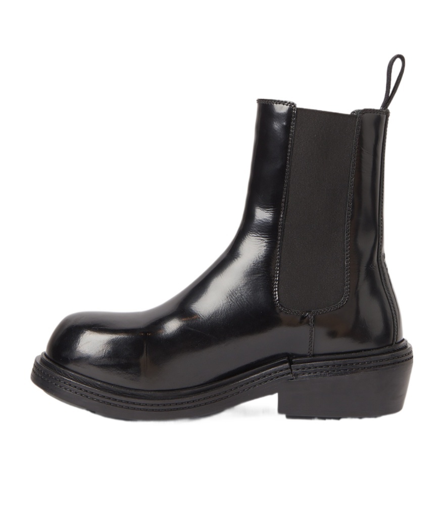 Bottega Veneta Polished Finish Black Ankle Boots With Elastic Side Panels In Black