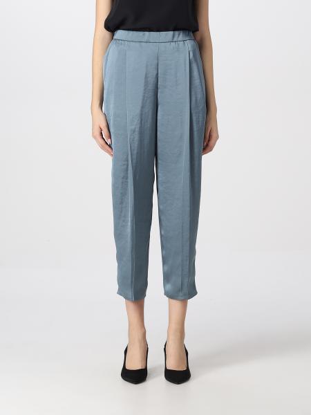 Theory Elasticated Cropped Trousers In Blue