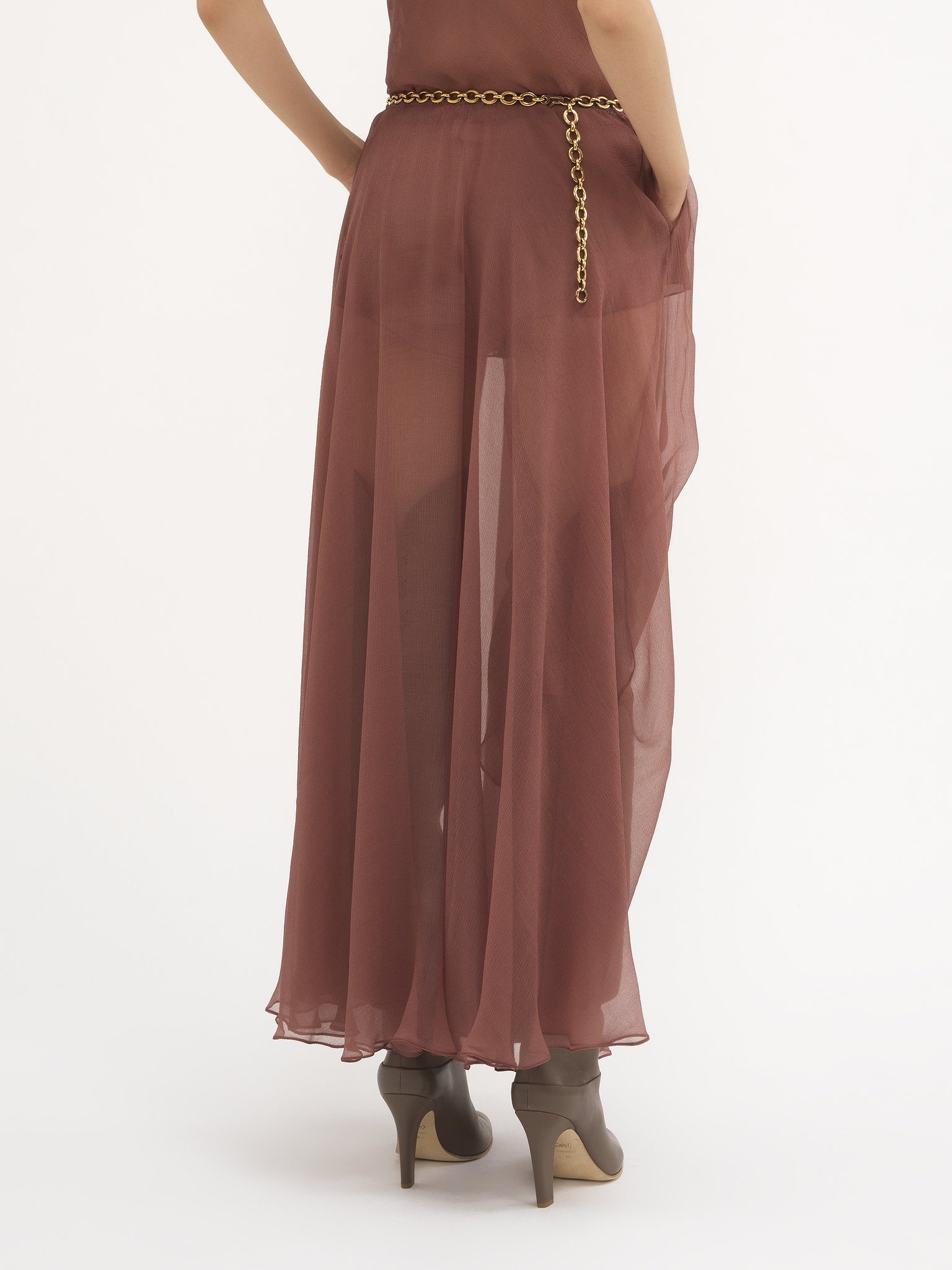 Chloé Gauze Silk Mid-length Skirt In Red