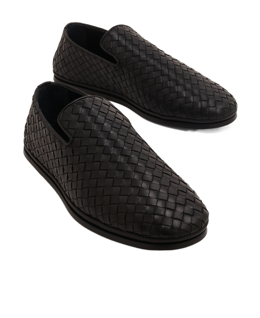 Bottega Veneta Intrecciato Full-grain Leather Slippers In Black