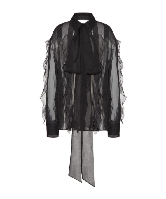 Shop Valentino Chiffon Blouse In Black