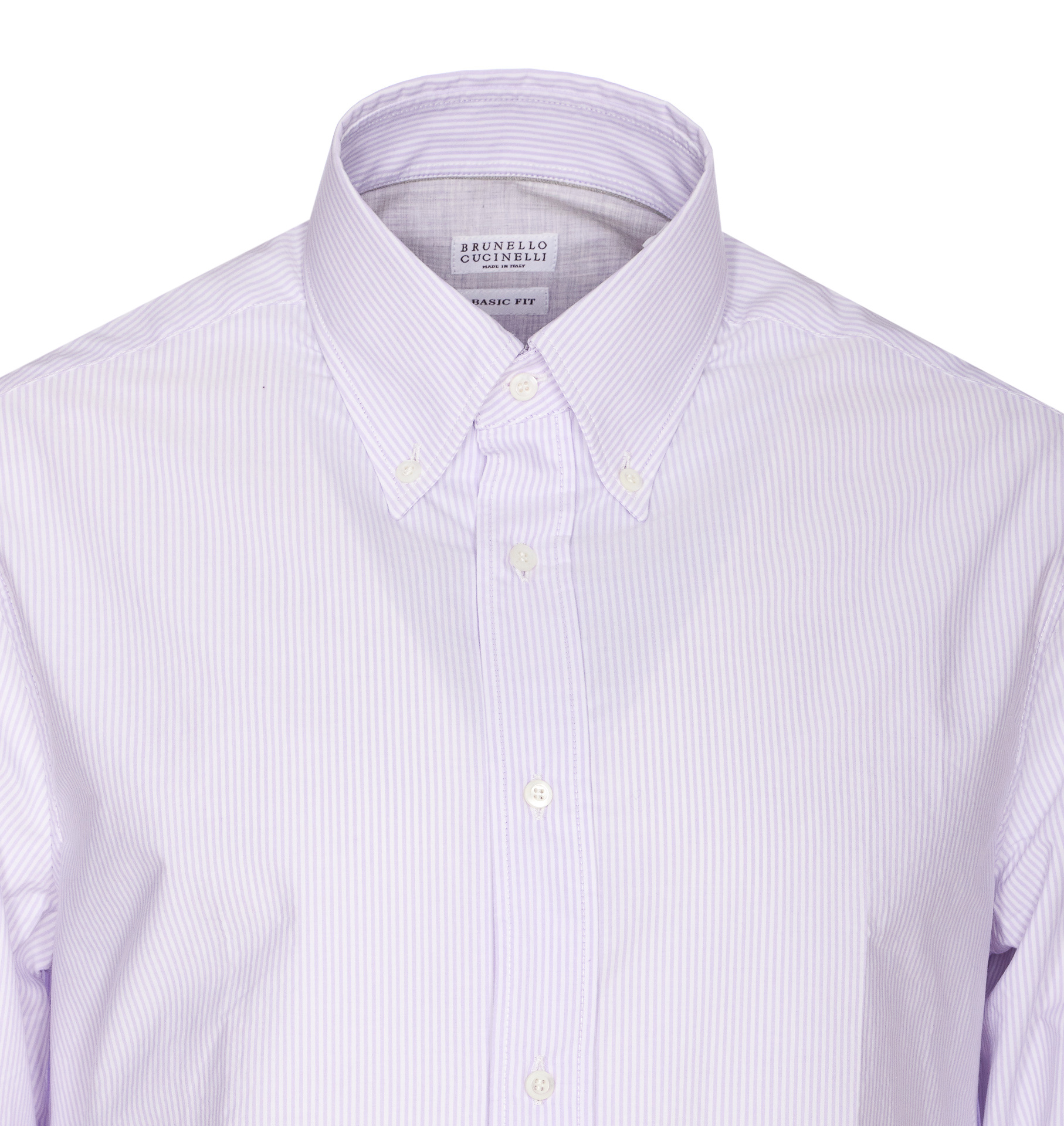 Brunello Cucinelli Striped Shirt With Long Sleeves And Regular Collar In Purple