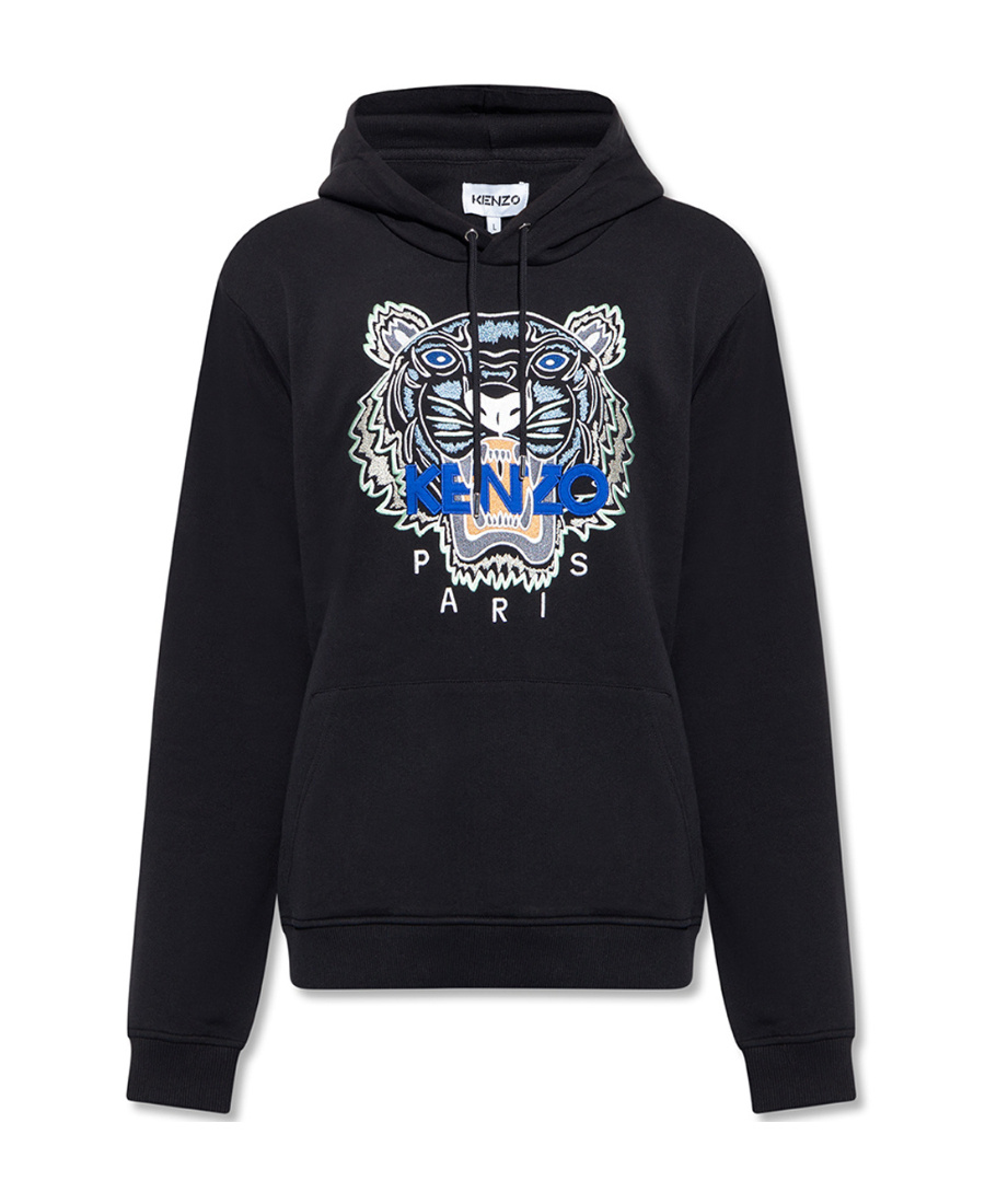 Kenzo Tiger Logo-embroidered Hoodie In Black