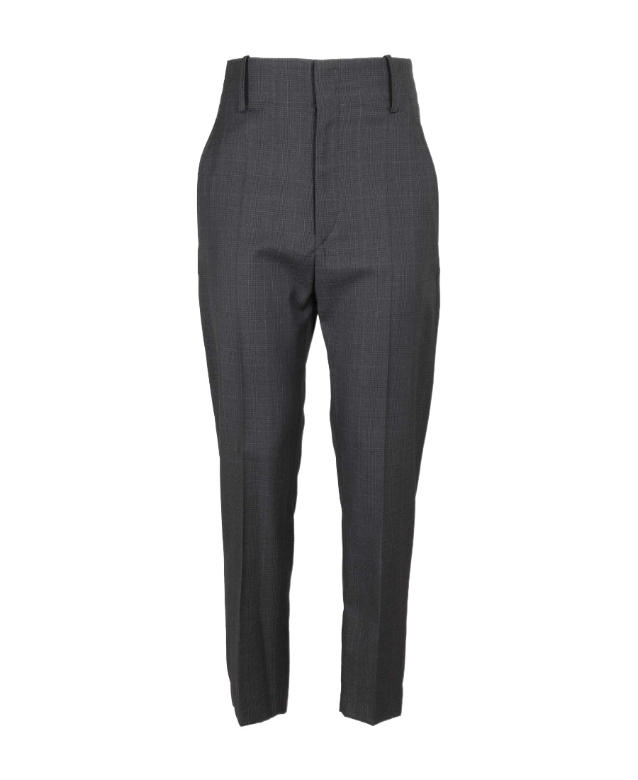 Isabel Marant Étoile Plaid Wool Casual Trousers In Black