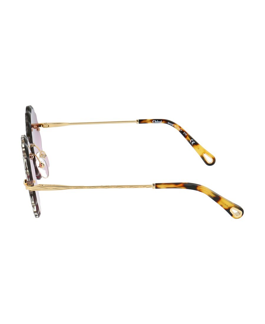 Chloé Rosie Round Frame Metal Sunglasses In Pink