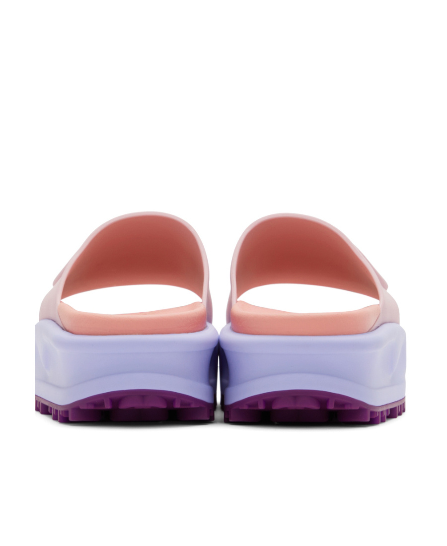 Gucci Logo-embossed Flatform Slides In Blue