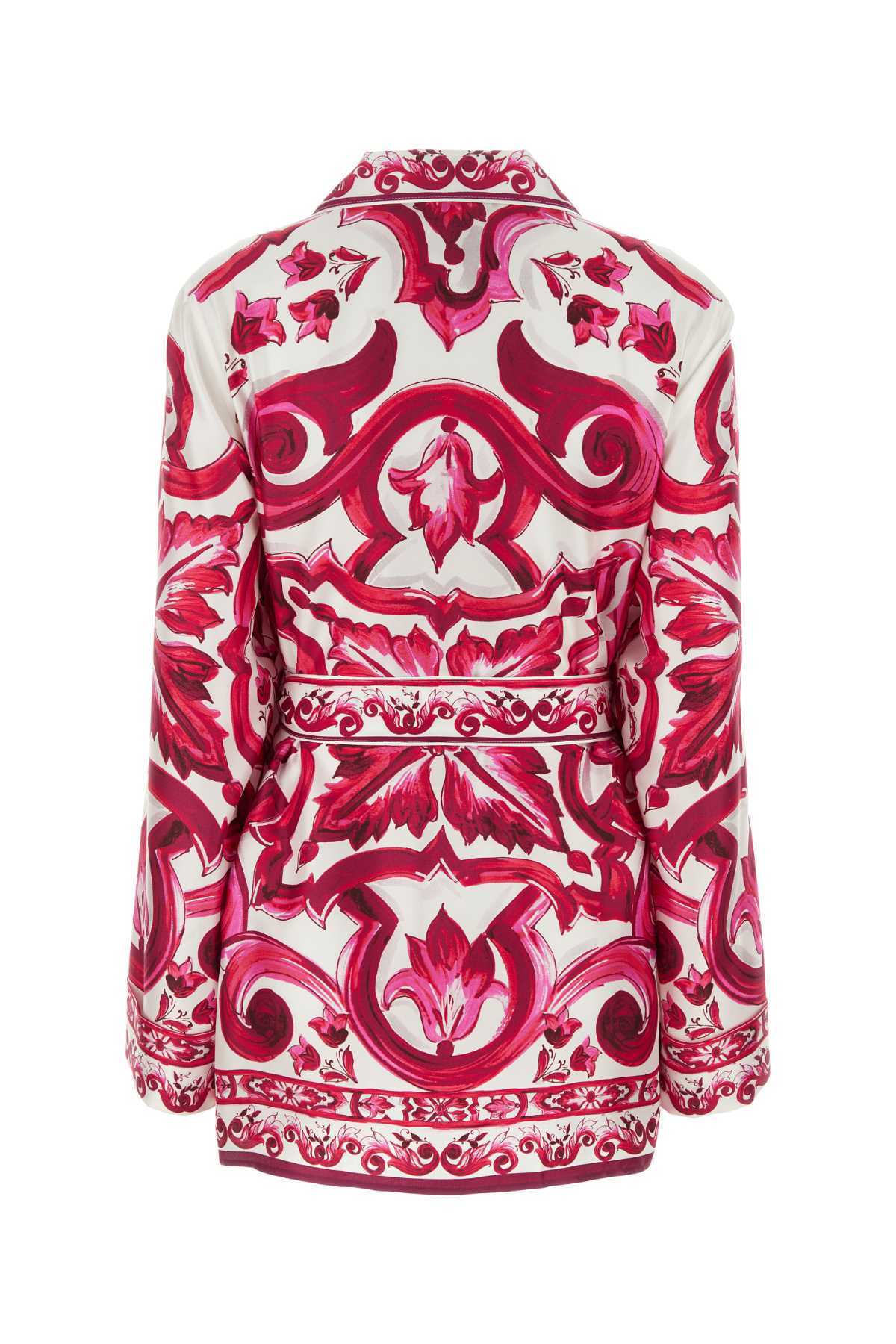 Dolce & Gabbana Maiolica Printed Twill Pajama Shirt In Red