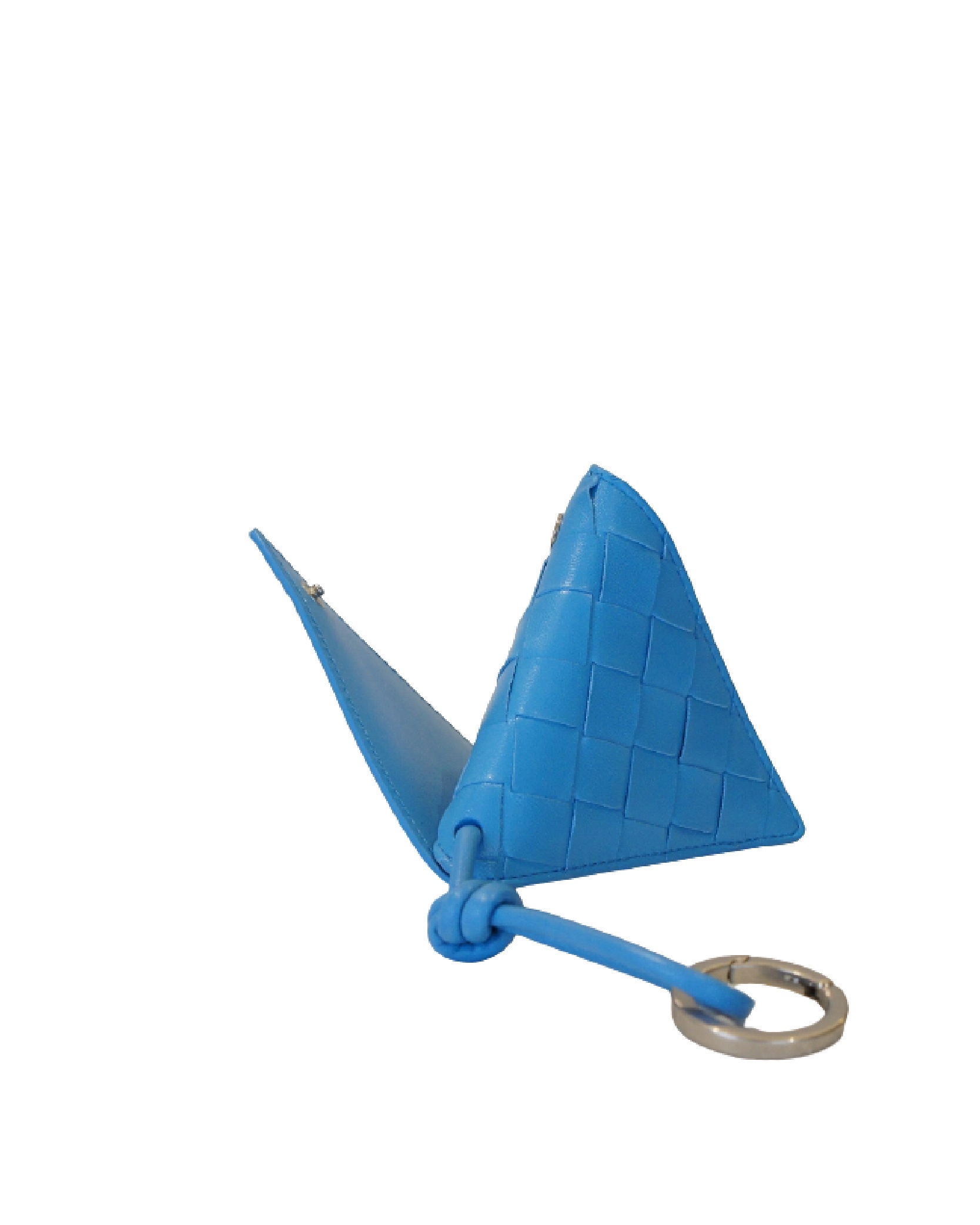 Bottega Veneta Triangular Rhomboid Key Chain In Blue