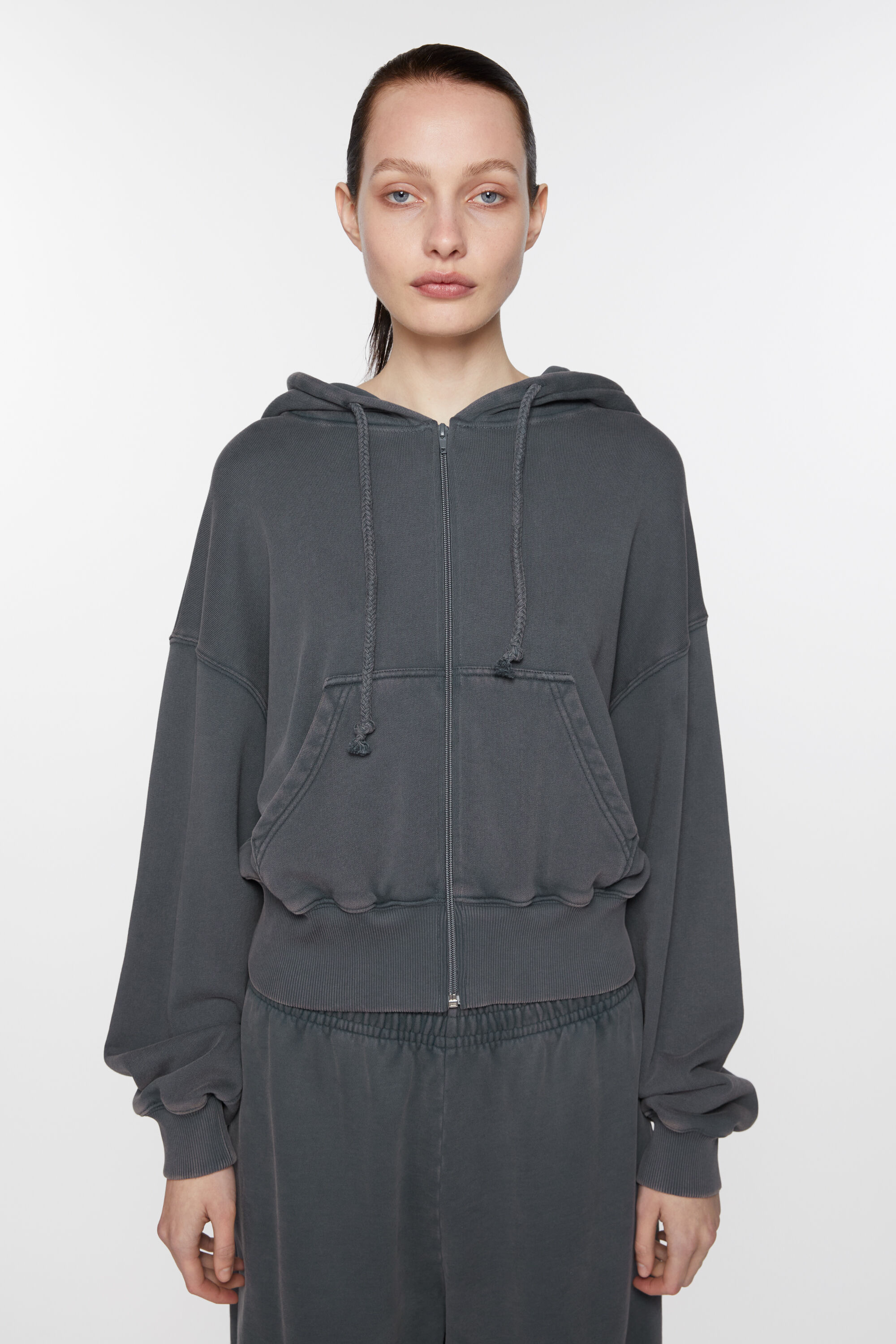 Acne Studios Hooded Zipper Sweater In Black