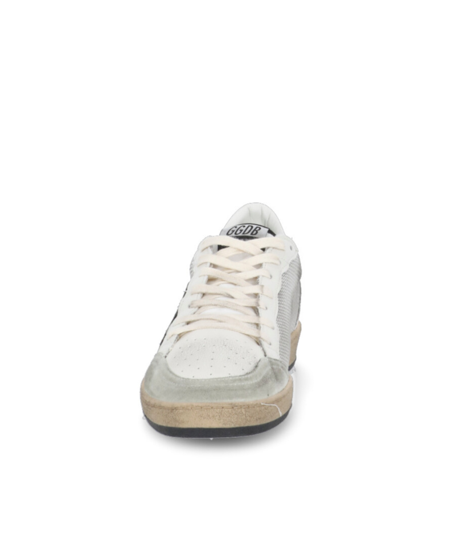 Golden Goose "ball Star" Net Upper Suede Star Laminated Heel Crack Spur Sneakers Shoes In Gray