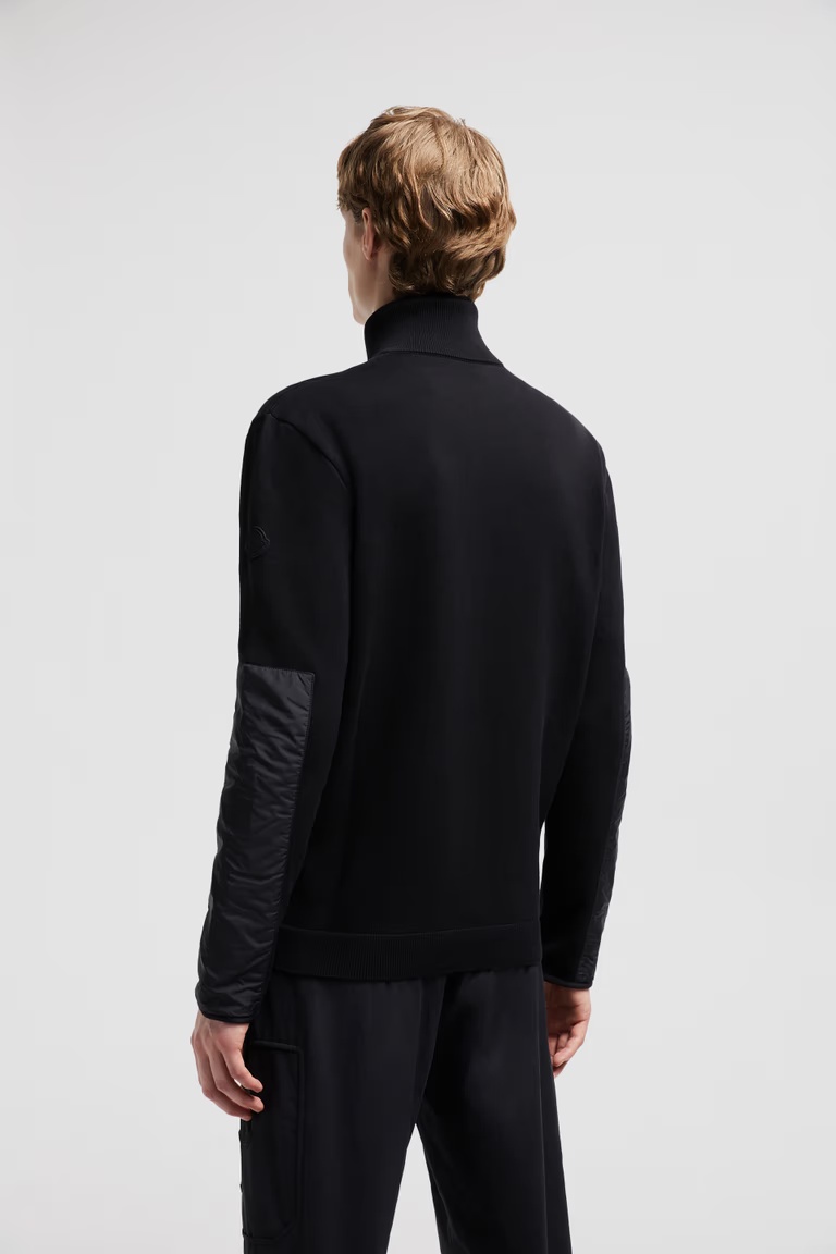 Moncler Cotton Zippered Cardigan In Black