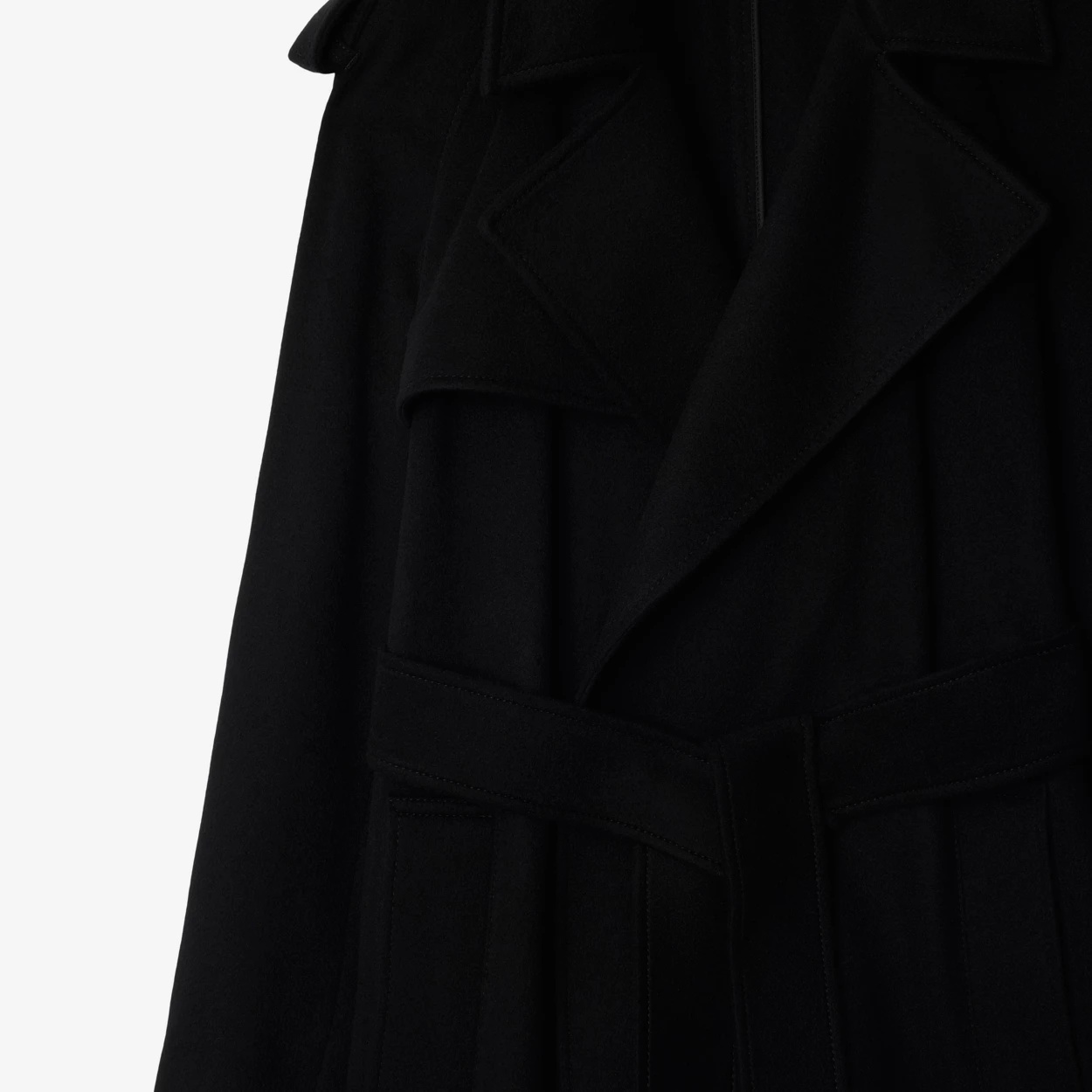 Burberry Cashmere Belted Wrap Trench Coat In Black