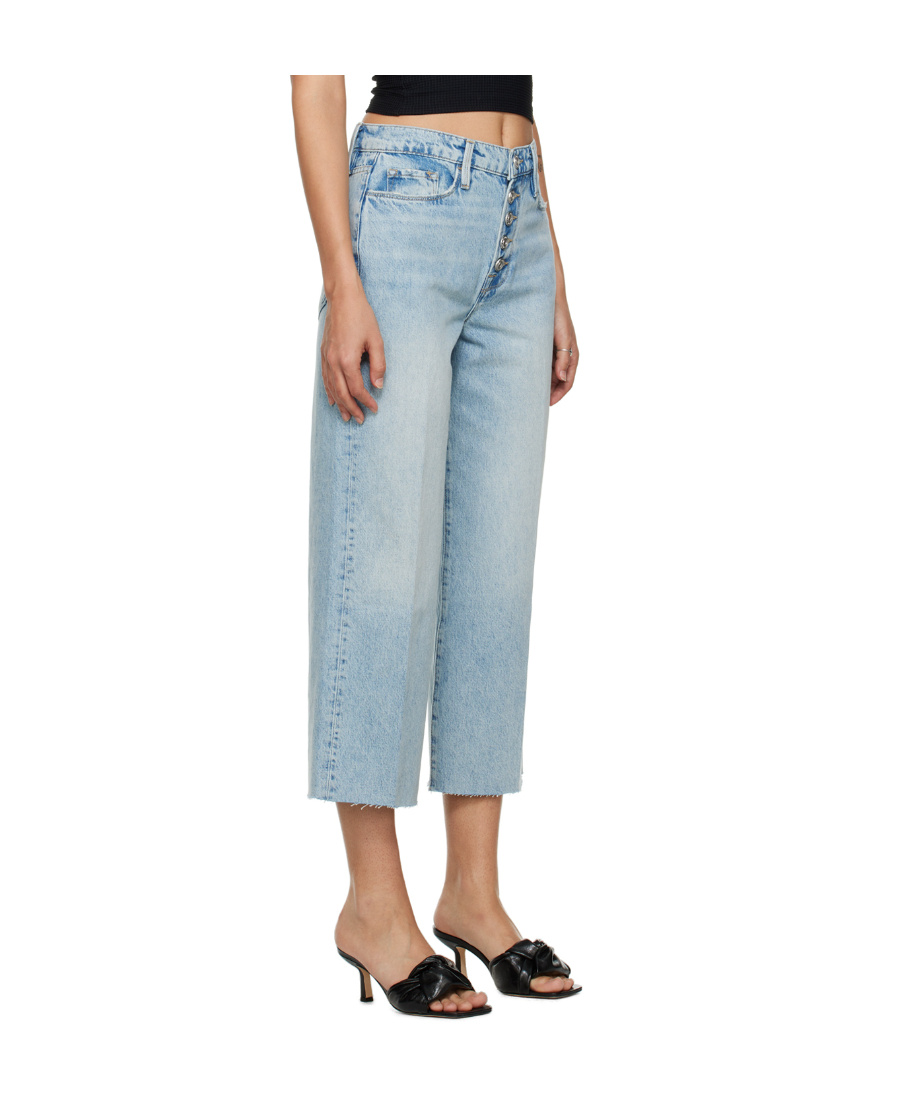 Shop Frame Non-elastic Wide-leg Jeans In Blue