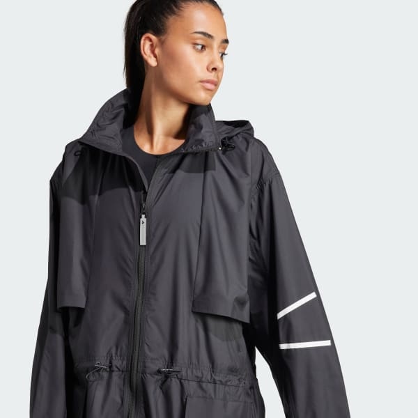 ADIDAS ORIGINALS LOGO-PRINT HOODED PARKA COAT 