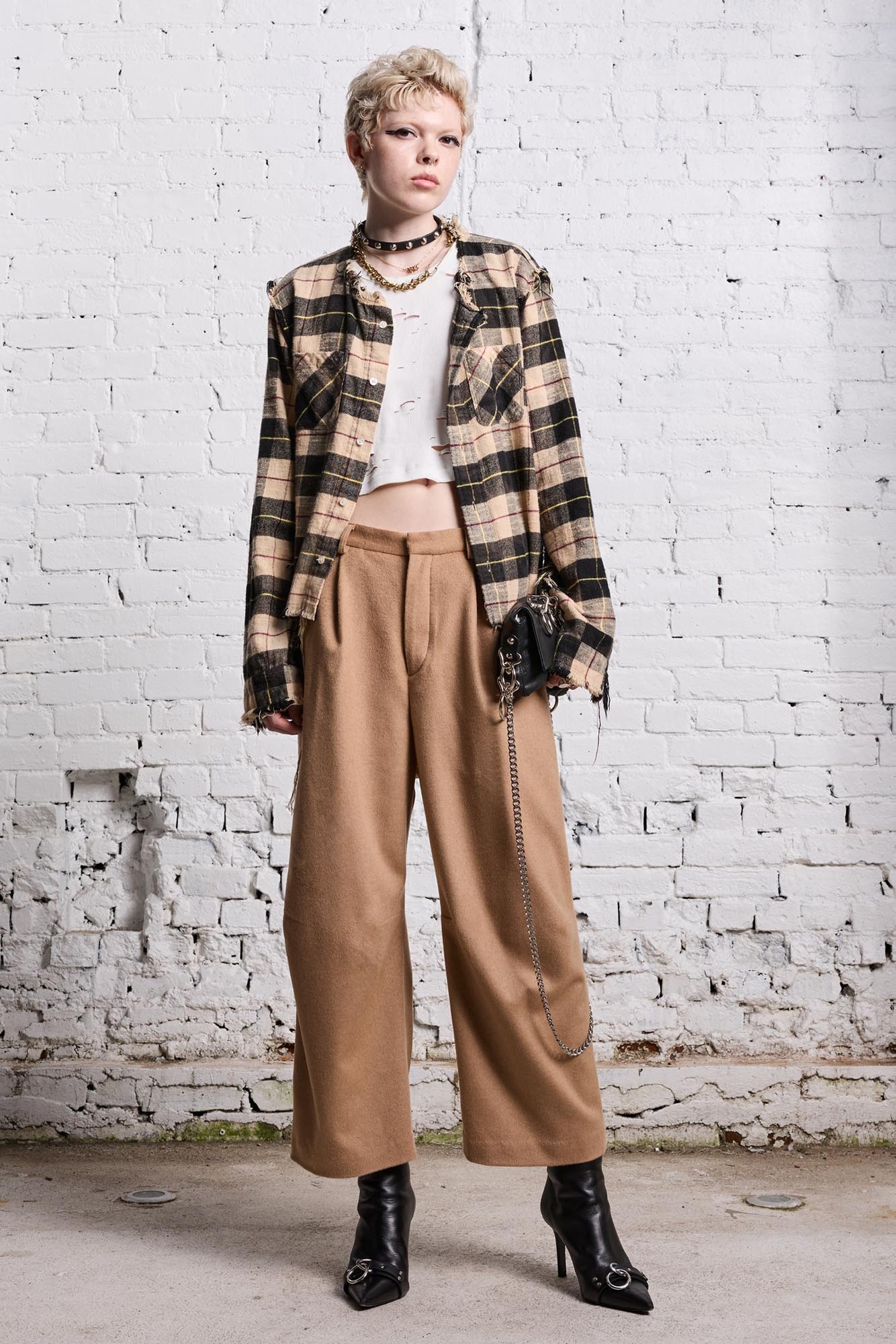 R13 Belt Ring Wool Casual Pants In Multicolor