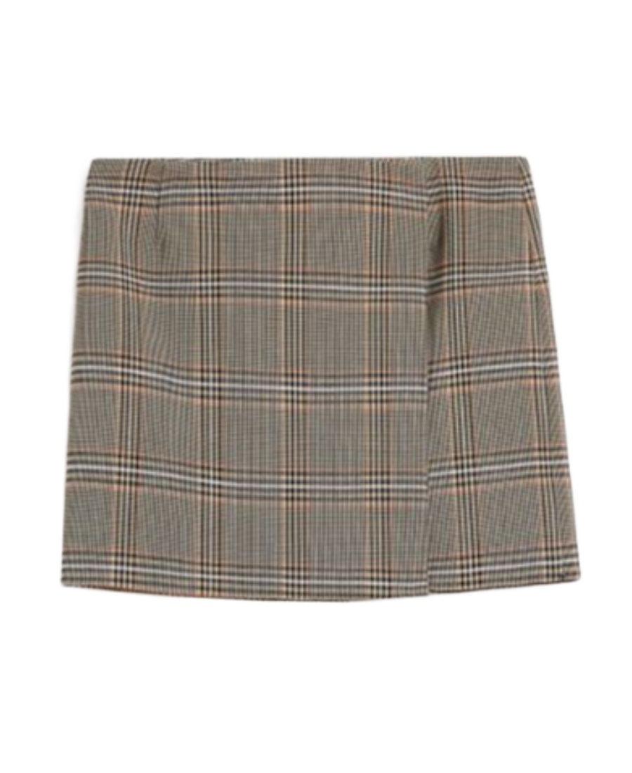 Sportmax Staffa Check-pattern Mini Skirt In Gray