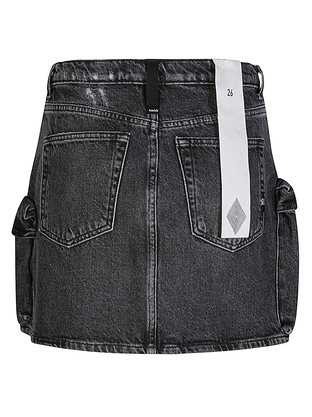 Amish Belt-loop Denim Skirt In Black