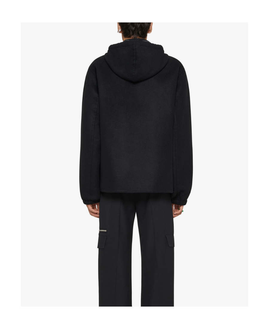 Givenchy Black Zip-up Hoodie With Logo Detail In Wool Man In Black