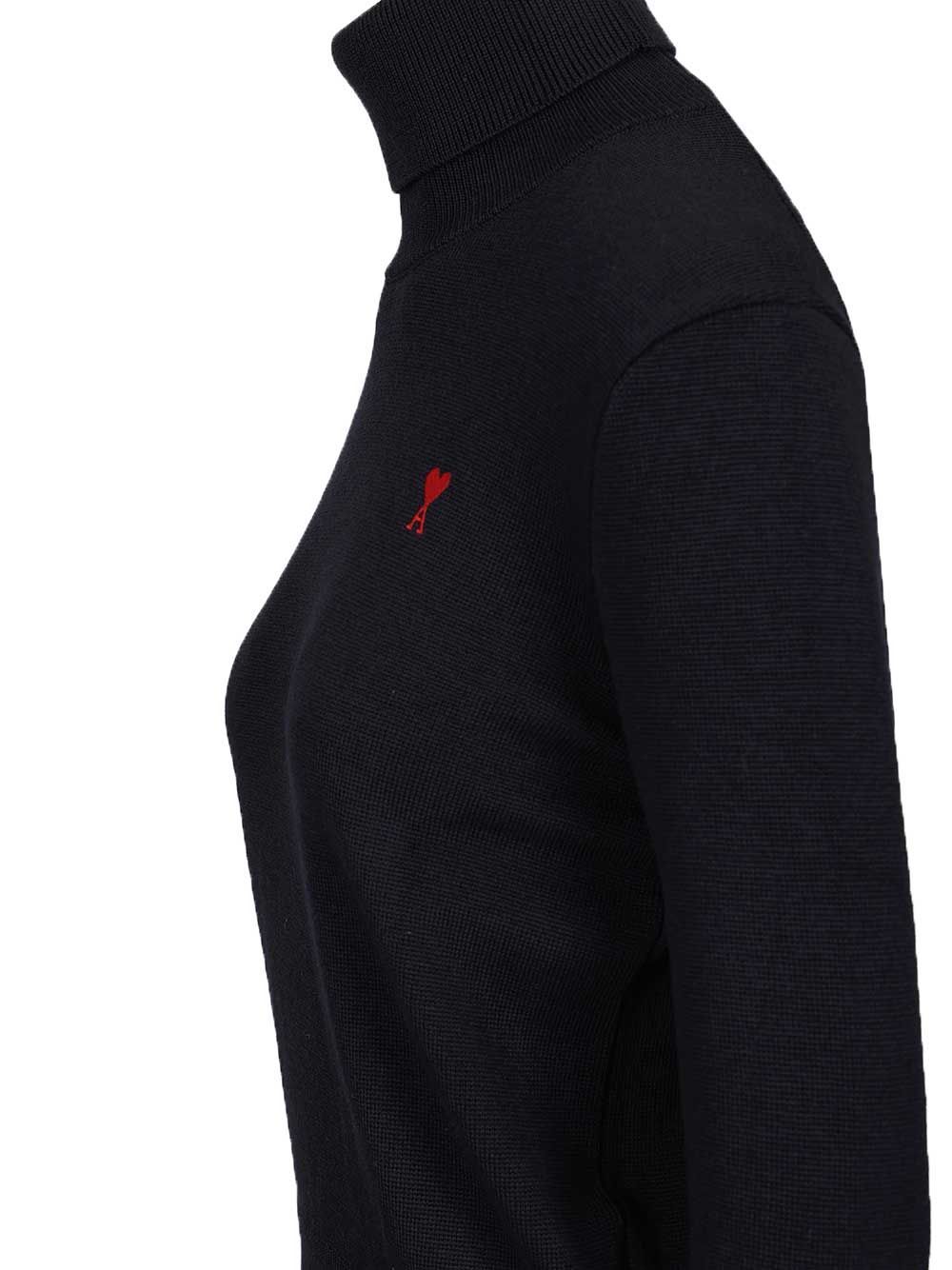 Ami Alexandre Mattiussi Wool Merinos Adc Sweater Knitwear Blue In Black