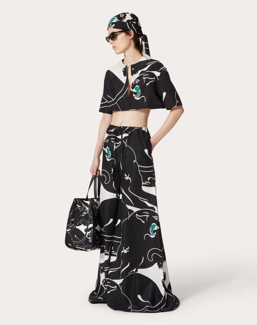 Valentino Poplin Leopard Print Casual Pants