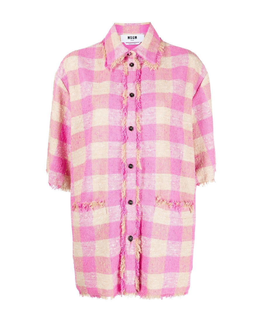 Msgm Check-pattern Shirt In Pink