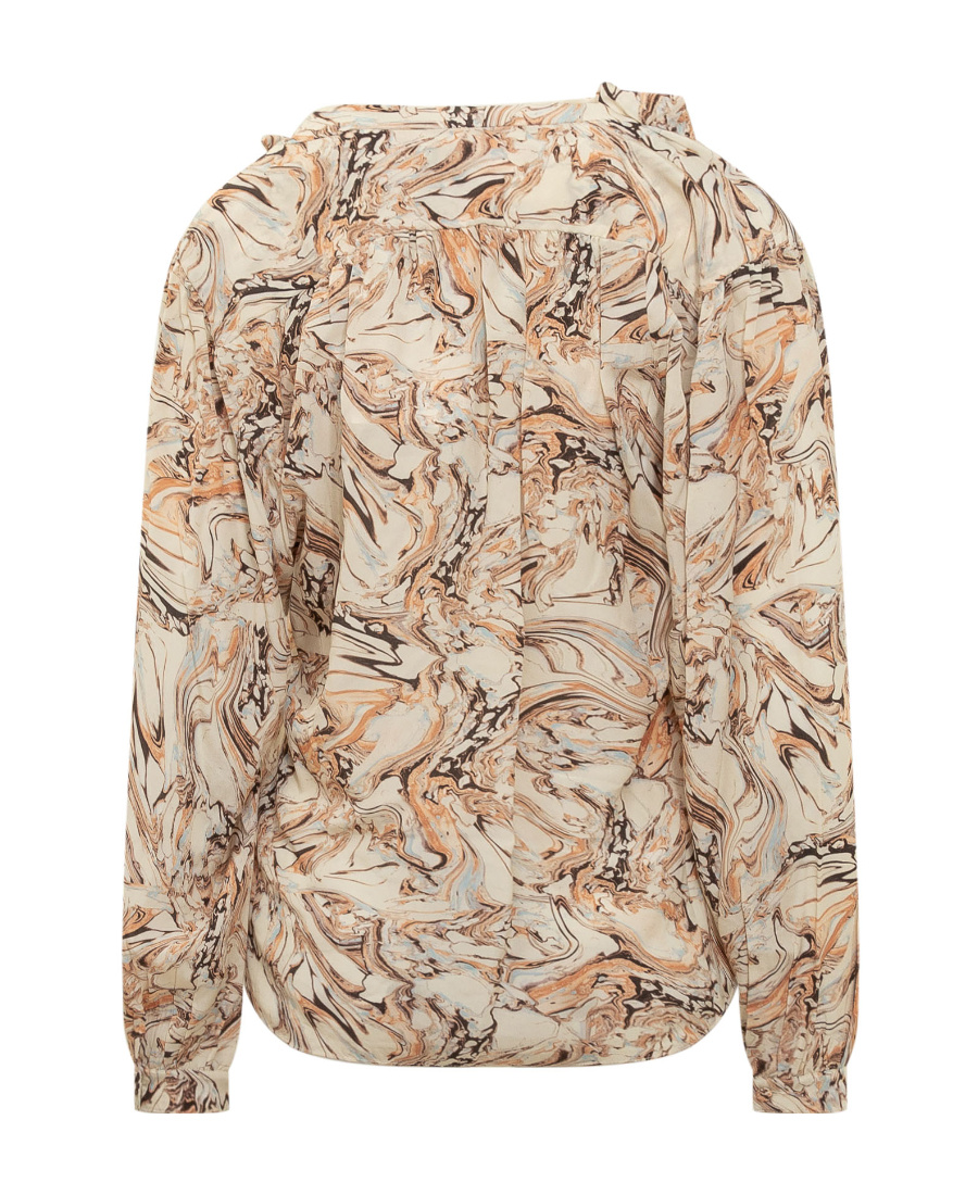 Isabel Marant Tiphaine Marble-print Silk Blouse In Nude