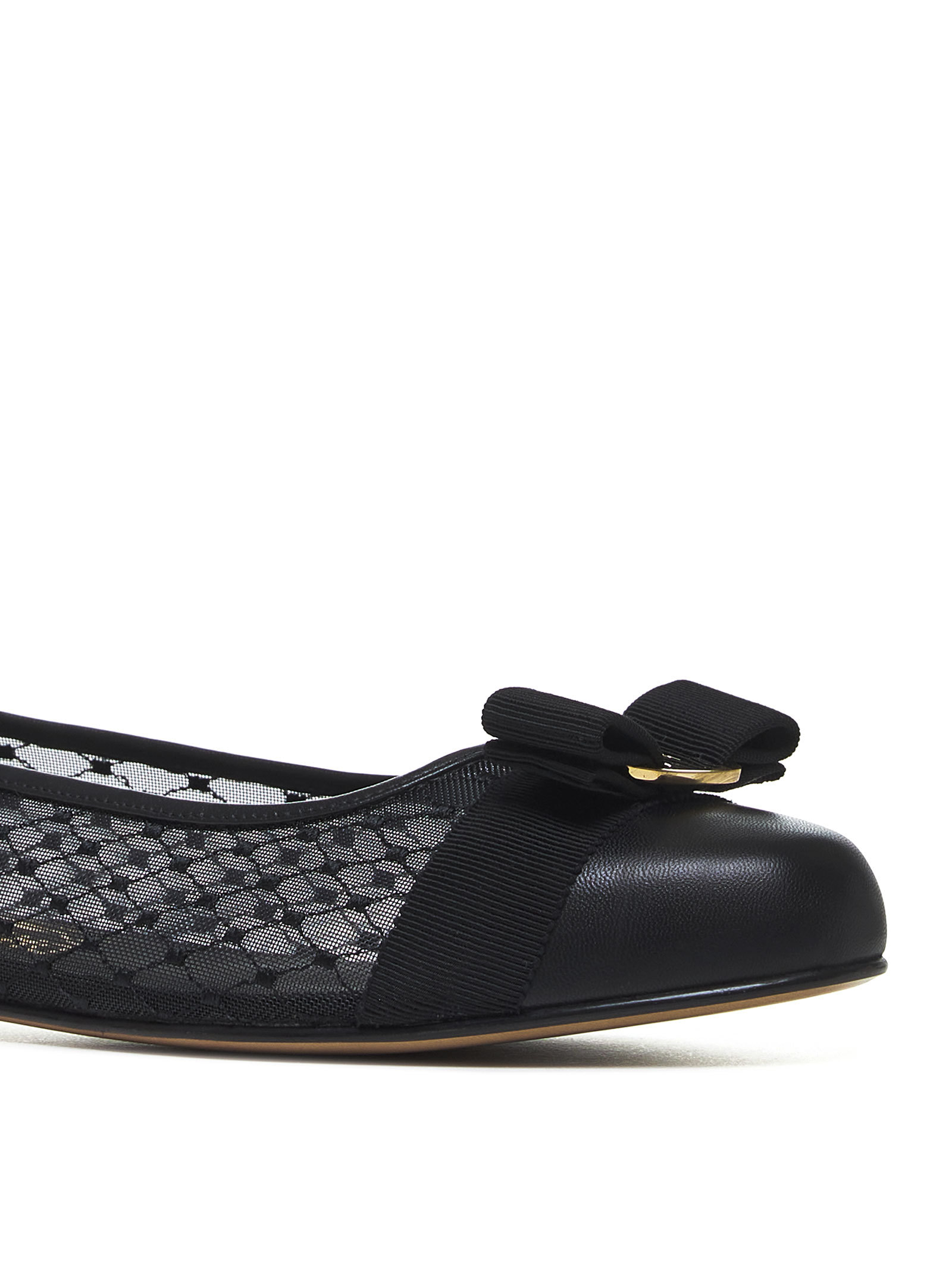 Ferragamo Varina Mesh Ballet Flats In Black