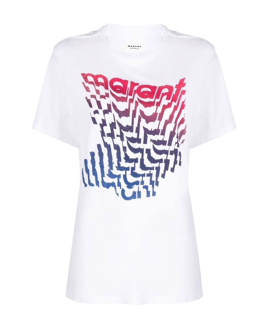 Isabel Marant Étoile White Crewneck T-shirt With Logo Print On The Chest In Cotton Woman In White
