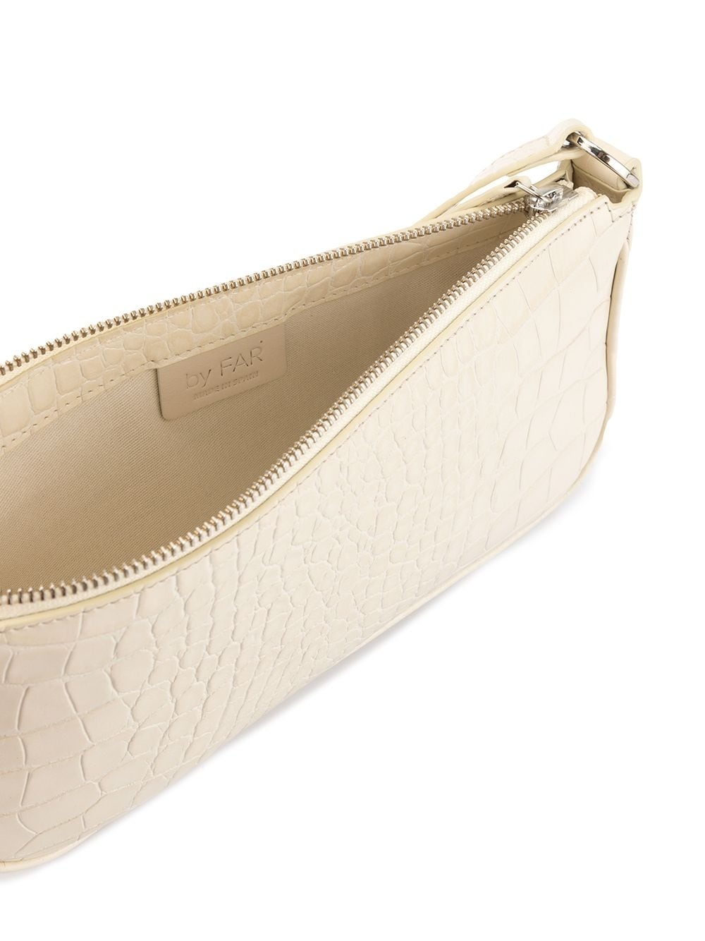 By Far Rachel Crocodile-embossed Shoulder Bag In White