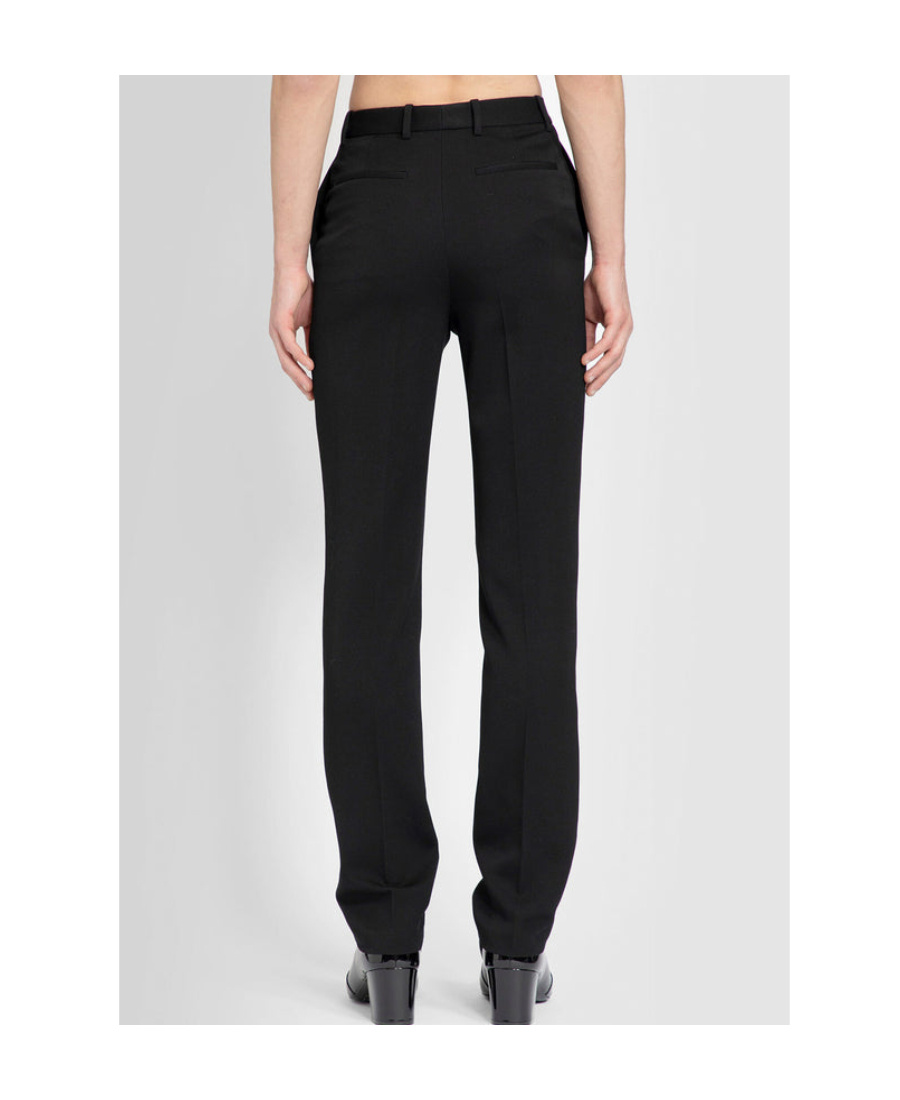 Saint Laurent Pressed-crease Pleated Straight-leg Trousers In Black