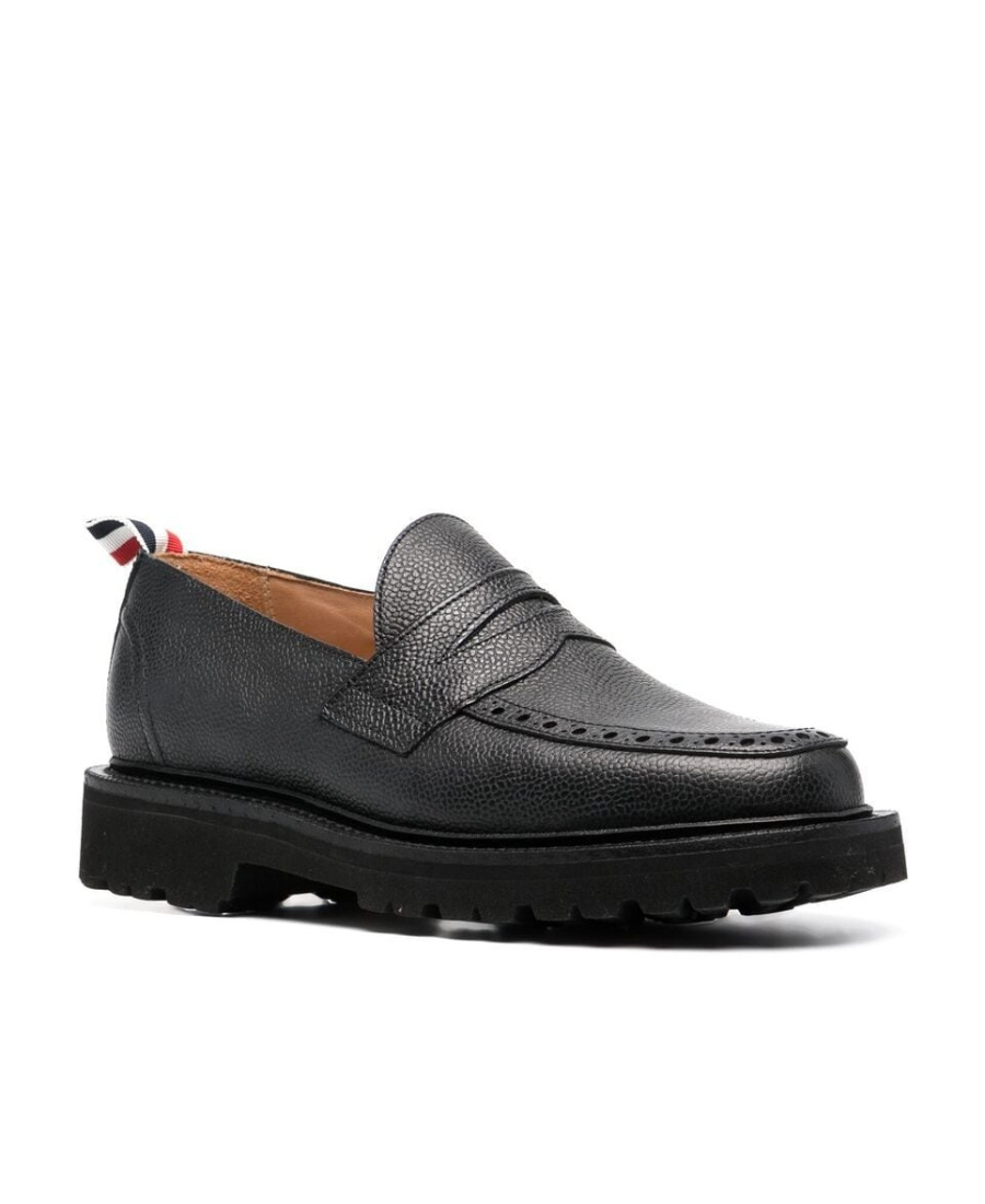 Thom Browne Black Commando Sole Penny Loafers In Black