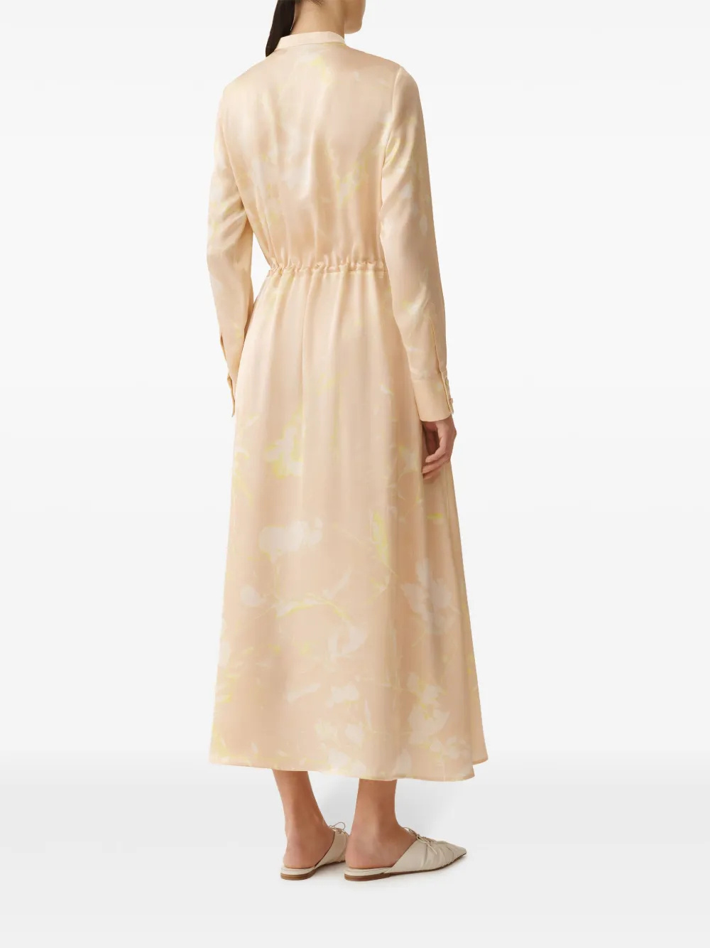 Fabiana Filippi Tilia Print Shirt Dress With Gathering At Waist In White