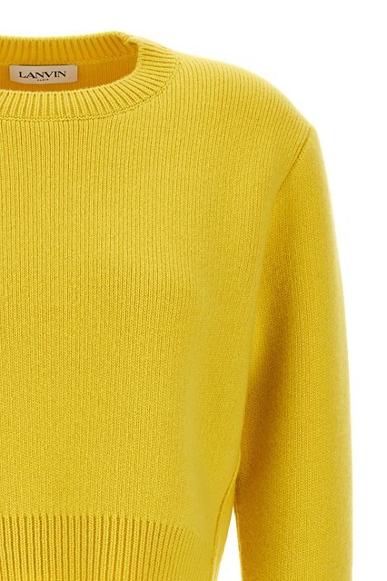 Shop Lanvin Cropped Knitted Jumper In Yellow