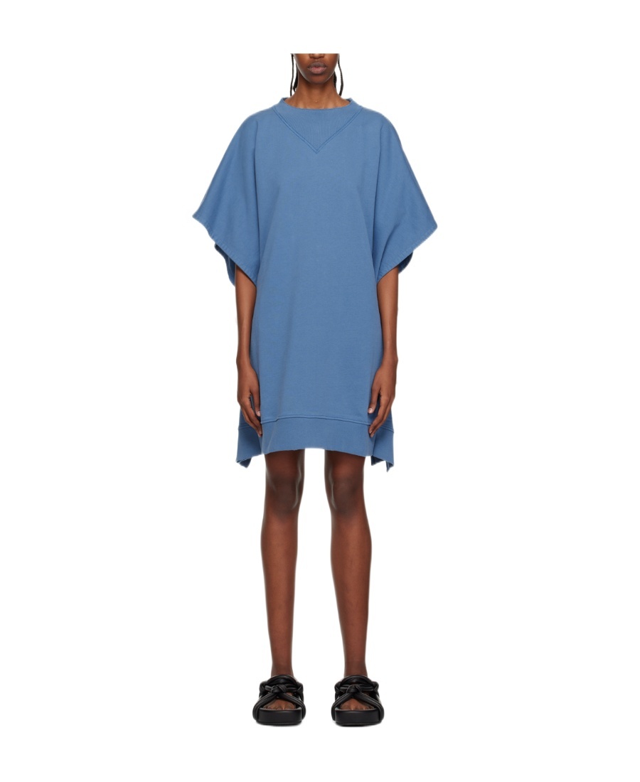 Mm6 Maison Margiela Round Collar Dress With Slit In Blue