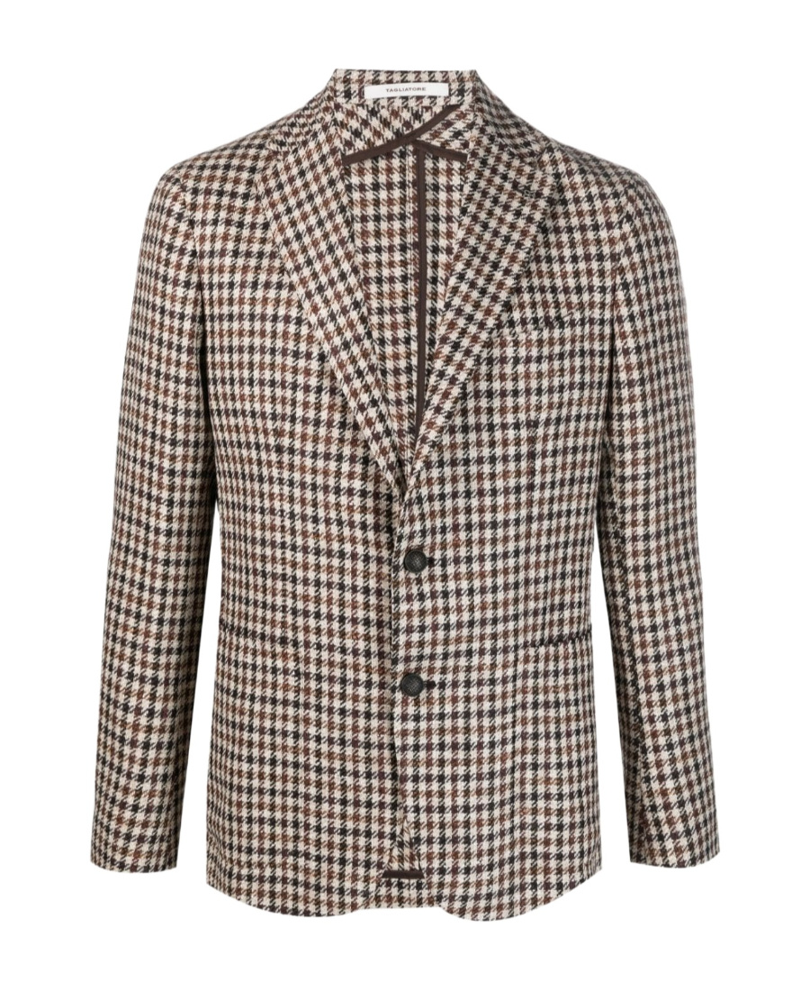 TAGLIATORE CHECK-PATTERN LONG-SLEEVE BLAZER