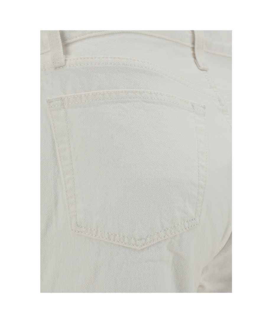 Re/done Originals High-rise Ankle Crop Frayed Skinny Jeans In White