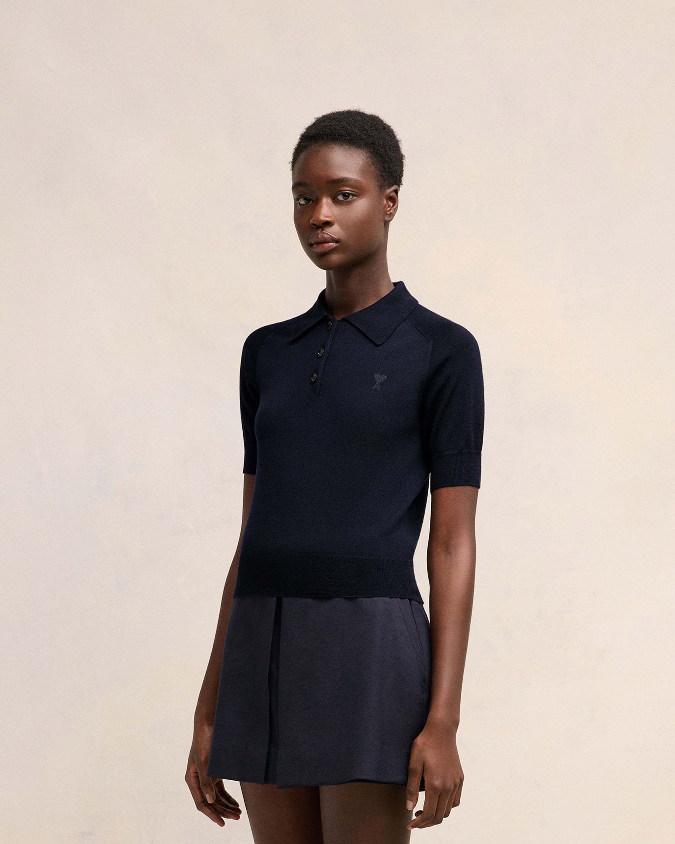 Ami Alexandre Mattiussi Wool Polo Shirt In Black