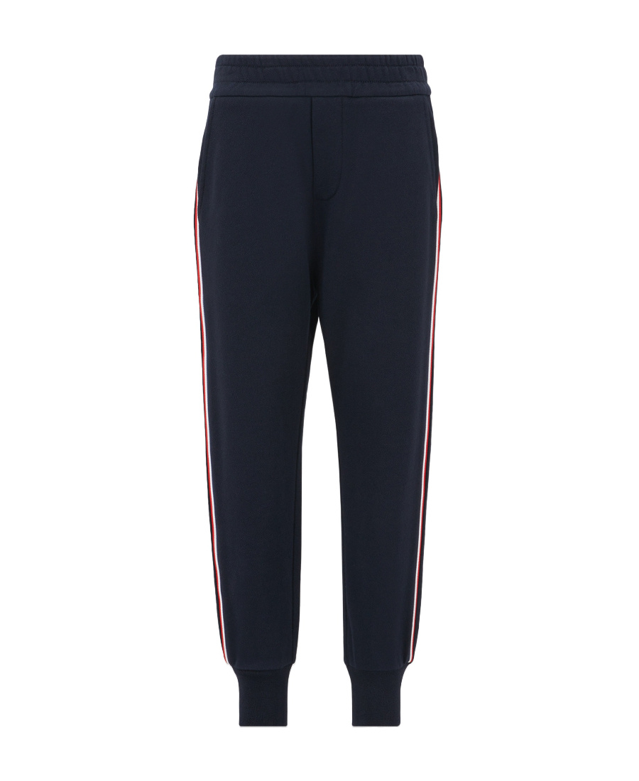 Moncler Striped Cotton Track Pants In Black